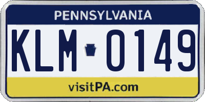 PA license plate KLM0149