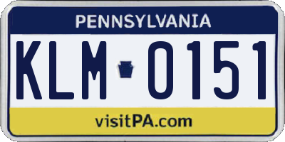 PA license plate KLM0151