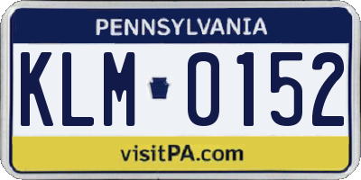 PA license plate KLM0152