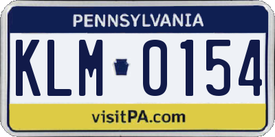 PA license plate KLM0154