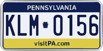 PA license plate KLM0156