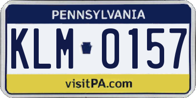 PA license plate KLM0157