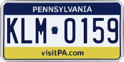 PA license plate KLM0159