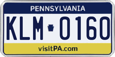 PA license plate KLM0160