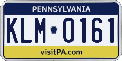 PA license plate KLM0161