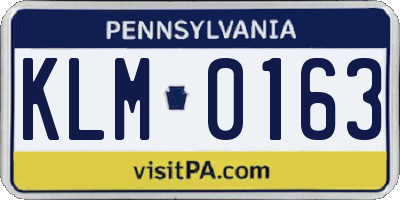 PA license plate KLM0163