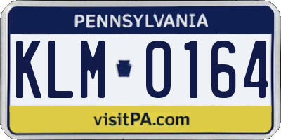 PA license plate KLM0164