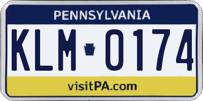 PA license plate KLM0174