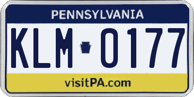 PA license plate KLM0177