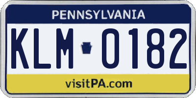 PA license plate KLM0182