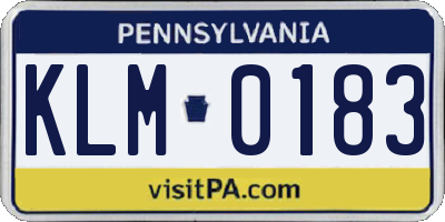 PA license plate KLM0183