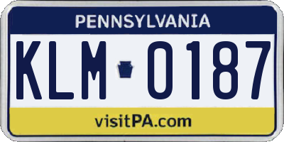 PA license plate KLM0187
