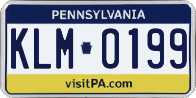 PA license plate KLM0199