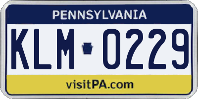 PA license plate KLM0229