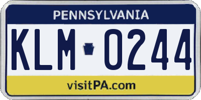 PA license plate KLM0244