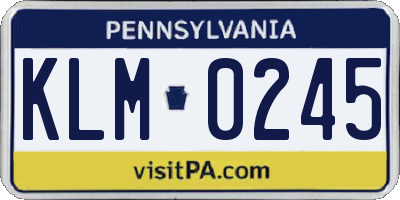 PA license plate KLM0245
