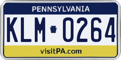 PA license plate KLM0264