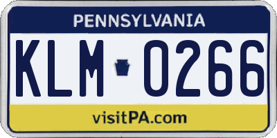 PA license plate KLM0266