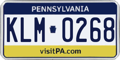PA license plate KLM0268