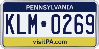 PA license plate KLM0269