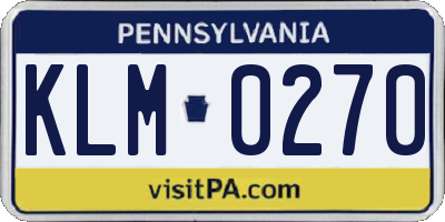 PA license plate KLM0270