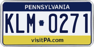 PA license plate KLM0271