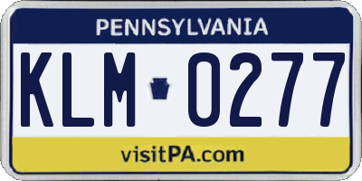 PA license plate KLM0277