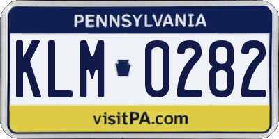 PA license plate KLM0282