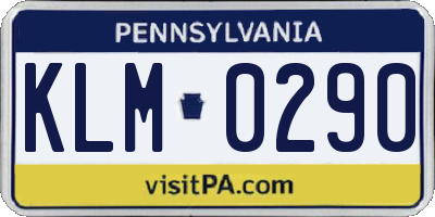PA license plate KLM0290