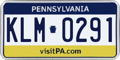 PA license plate KLM0291