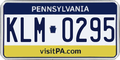 PA license plate KLM0295