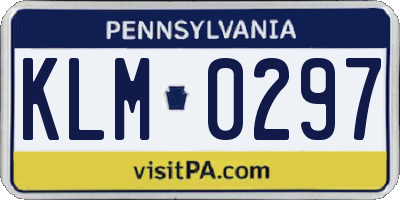 PA license plate KLM0297