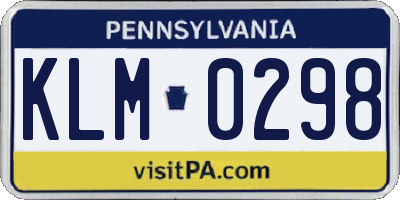 PA license plate KLM0298