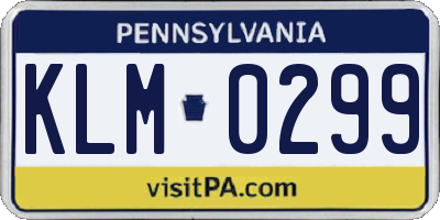 PA license plate KLM0299