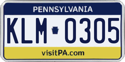 PA license plate KLM0305