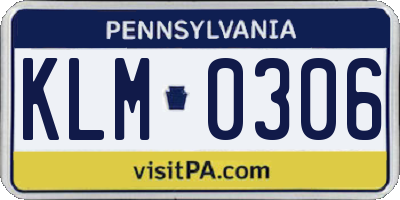 PA license plate KLM0306