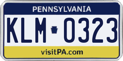 PA license plate KLM0323
