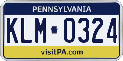 PA license plate KLM0324