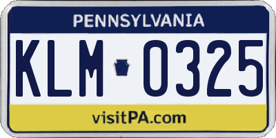 PA license plate KLM0325