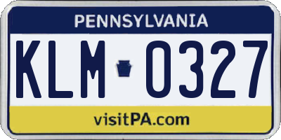 PA license plate KLM0327