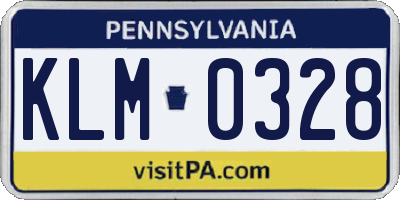 PA license plate KLM0328