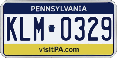 PA license plate KLM0329