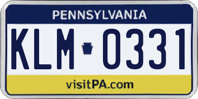 PA license plate KLM0331