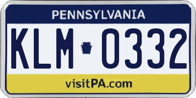PA license plate KLM0332