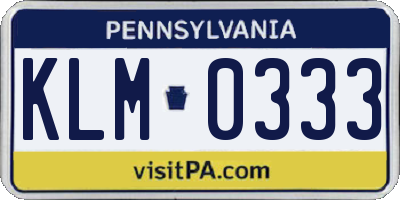 PA license plate KLM0333