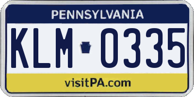 PA license plate KLM0335