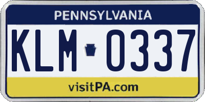 PA license plate KLM0337