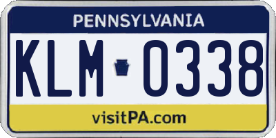 PA license plate KLM0338