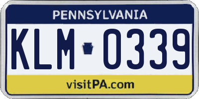PA license plate KLM0339