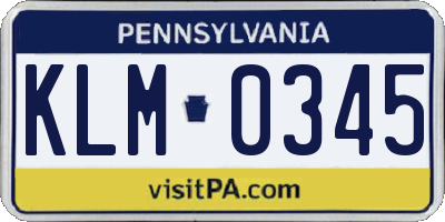PA license plate KLM0345
